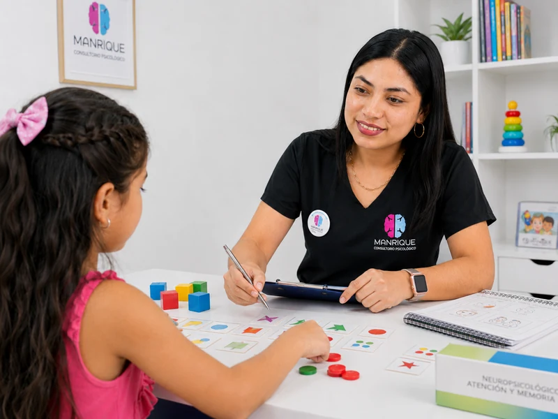 Sesión de Evaluaciones Neuropsicológicas en el consultorio Manrique Abanza