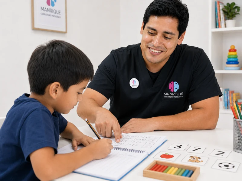 Sesión de Terapia de Aprendizaje en el consultorio Manrique Abanza